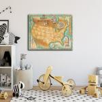 Minimalist US Indian Tribes Map Canvas Art