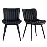 Black Faux Leather Dining Chairs Set of 2
