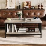 Modern Farmhouse Coffee Table with 2-Tier Storage