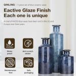 Set of 3 Blue Ceramic Vases for Home Decor