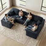 Modern Black 126" Sectional Sofa for Living Room