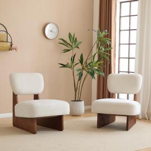 Set of 2 Minimalist Mid-Century Accent Chairs