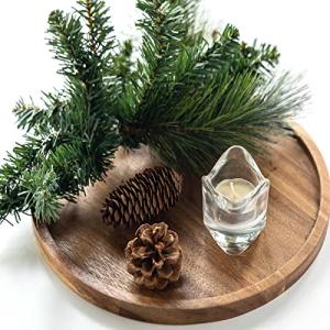 Round Wood Candle Holder Tray for Home Decor