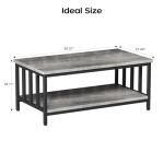Modern Farmhouse Coffee Table with 2-Tier Storage