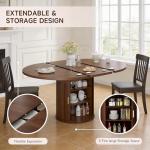 Modern Extendable Round Dining Table with Storage