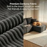 Modern Black 126" Sectional Sofa for Living Room