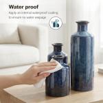 Set of 3 Blue Ceramic Vases for Home Decor