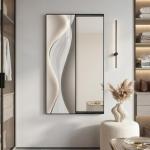 Abstract Full Length Silver Wall Mirror Decor