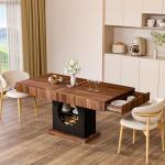 Stylish 55" Walnut & Black Dining Table for 6