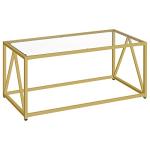 Gold Glass Coffee Table for Modern Living Room