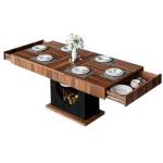 Stylish 55" Walnut & Black Dining Table for 6