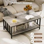 Modern Farmhouse Coffee Table with 2-Tier Storage