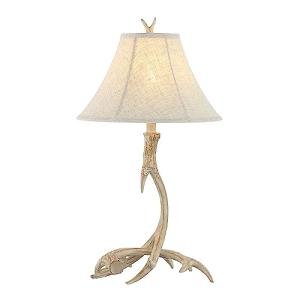 Beige Rustic Antler Table Lamp with Shade
