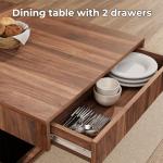 Stylish 55" Walnut & Black Dining Table for 6