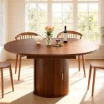 Modern Extendable Round Dining Table with Storage