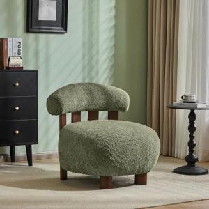Olive Green Boucle Accent Chair for Modern Spaces