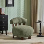 Olive Green Boucle Accent Chair for Modern Spaces