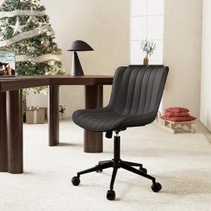 YOUNIKE Modern Black Armless Rolling Desk Chair