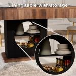 Stylish 55" Walnut & Black Dining Table for 6