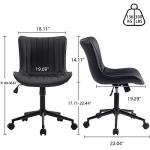 YOUNIKE Modern Black Armless Rolling Desk Chair