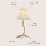 Beige Rustic Antler Table Lamp with Shade