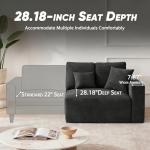 Modern Black 126" Sectional Sofa for Living Room