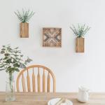 Wood Wall Planter Vases with Artificial Eucalyptus
