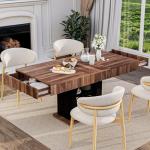 Stylish 55" Walnut & Black Dining Table for 6