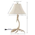 Beige Rustic Antler Table Lamp with Shade