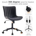YOUNIKE Modern Black Armless Rolling Desk Chair