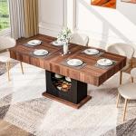 Stylish 55" Walnut & Black Dining Table for 6