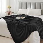 Black Fleece Throw Blanket for Couch and Bed