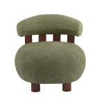 Olive Green Boucle Accent Chair for Modern Spaces