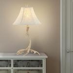 Beige Rustic Antler Table Lamp with Shade