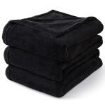 Black Fleece Throw Blanket for Couch and Bed