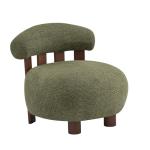 Olive Green Boucle Accent Chair for Modern Spaces