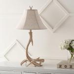 Beige Rustic Antler Table Lamp with Shade