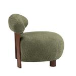 Olive Green Boucle Accent Chair for Modern Spaces