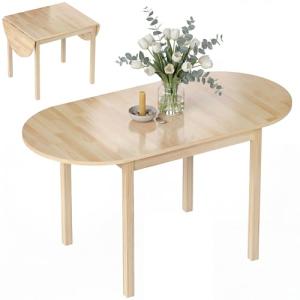 Oak Oval Drop Leaf Kitchen Table for Small Spaces