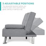 Linen Folding Futon Sofa Bed with Cupholders - Gray