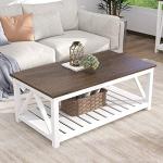 ChooChoo Rustic White Coffee Table with Shelf