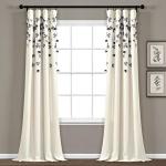 Purple and Ivory Flower Drop Curtain Panel, 84” x 42”