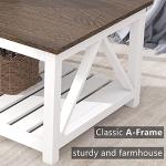 ChooChoo Rustic White Coffee Table with Shelf