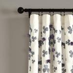 Purple and Ivory Flower Drop Curtain Panel, 84” x 42”