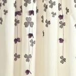 Purple and Ivory Flower Drop Curtain Panel, 84” x 42”