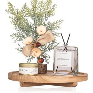 10-Inch Round Wood Tray for Minimalist Decor