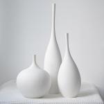 Set of 3 White Ceramic Minimalist Vases
