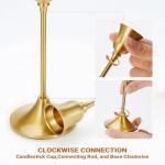 Set of 3 Brass Gold Candle Stick Holders