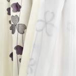 Purple and Ivory Flower Drop Curtain Panel, 84” x 42”