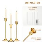 Set of 3 Brass Gold Candle Stick Holders